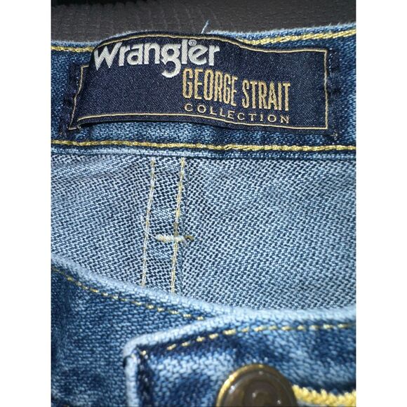 Wrangler Cowboy Cut Jeans Mens 34 x 37 Blue George Straight Western - Picture 8 of 9